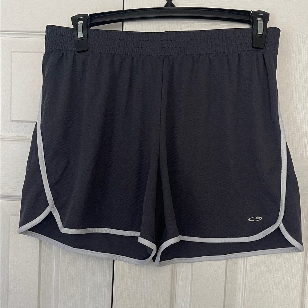 Champion Women's Dark Gray Athletic Shorts with White Trim